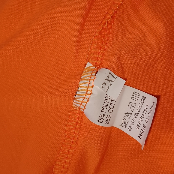 Plus Size Orange One-Shoulder Solid Color Strap Shorts Two-Pieces - Picture 13 of 13